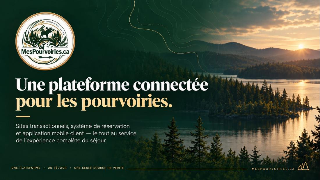 Présentation visuelle de la plateforme connectée MesPourvoiries.ca
