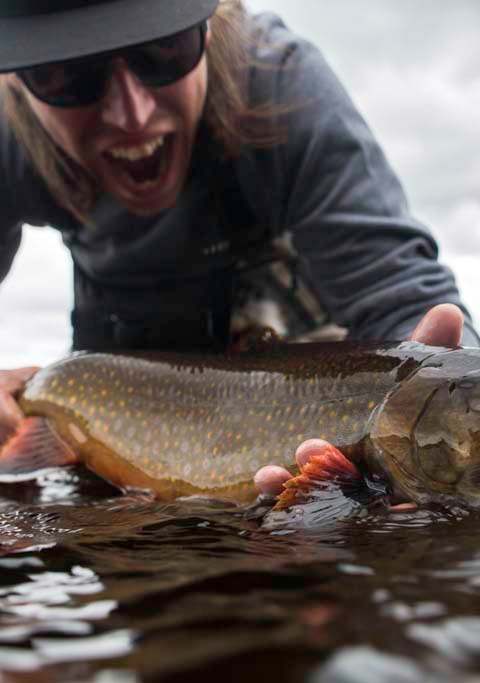Fishing Lake trout / charr at Association de Pourvoirie du Lac Mistassini, Eeyou Istchee Baie-James, Quebec