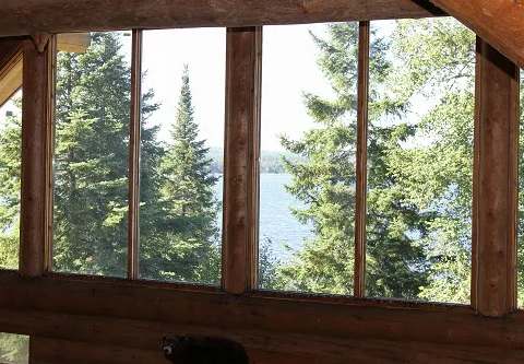 Panoramic view of the surrounding nature from inside the lodge.