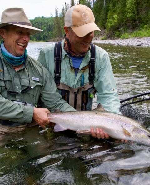 Fishing Atlantic salmon at Camp Bonaventure, Gaspésie et Îles-de-la-Madeleine, Quebec