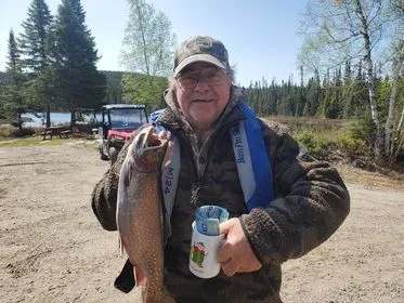 Superb brook trout pulled from the lake at Club du Lac des Baies, Côte-Nord, Quebec