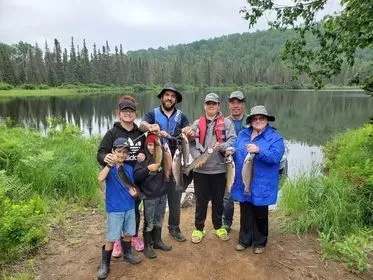 A successful day of fishing on the lake at Club du Lac des Baies, Côte-Nord, Quebec