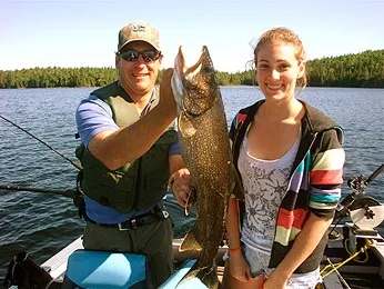 Fishing Lake trout / charr at Bryson Lake Lodge, Outaouais, Quebec