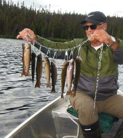 Beautiful native brook trout catch at La Pourvoirie du Lac Cyprès, Côte-Nord, Quebec