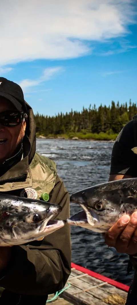Fishing Atlantic salmon at La Pourvoirie Étamamiou, Côte-Nord, Quebec