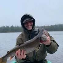 Fishing Rainbow trout at Lac Portage Outfitter, Chaudière-Appalaches, Quebec