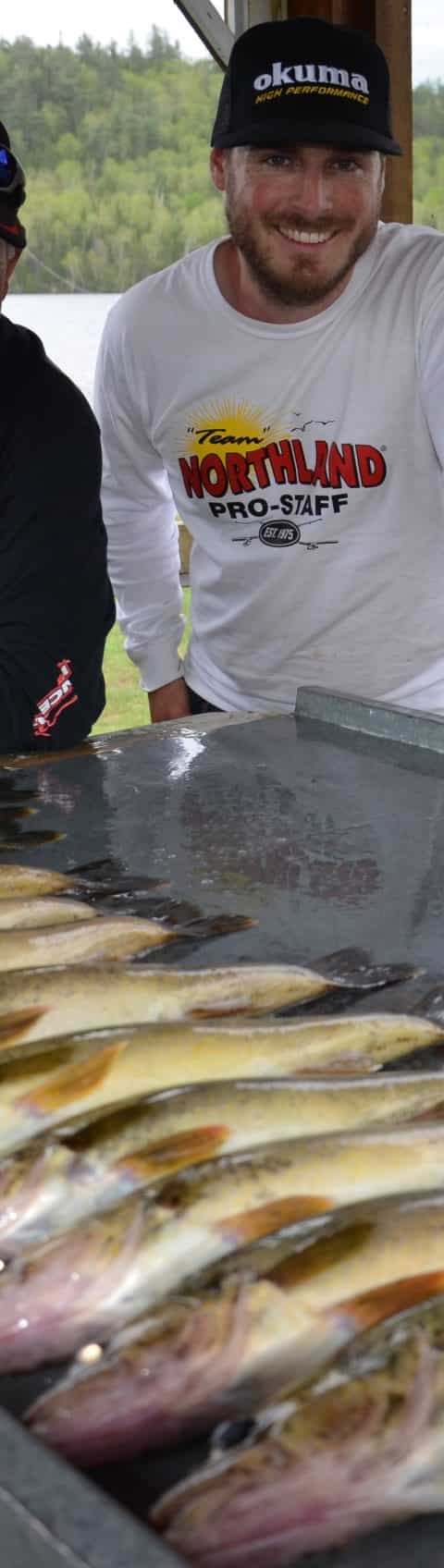 Great walleye catch on the Cabonga Reservoir at Pavillon Bark Lake Lodge, Outaouais, Quebec