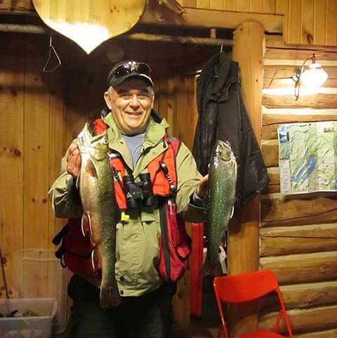 Fishing Brown trout at Pourvoiriela Reserve Boismenu, Laurentides, Quebec
