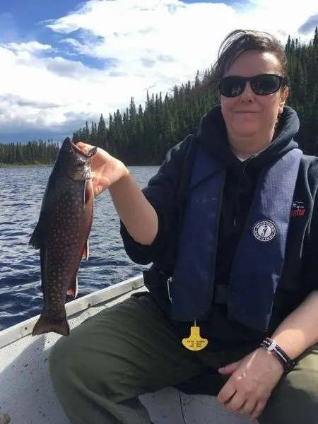 Fishing Brook trout at Pourvoirie Clauparo Monts-Valin, Saguenay–Lac-Saint-Jean, Quebec