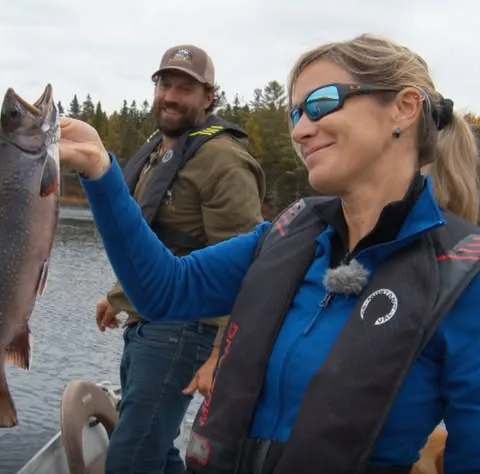 Fishing Brook trout at Pourvoirie Club Hosanna, Mauricie, Quebec