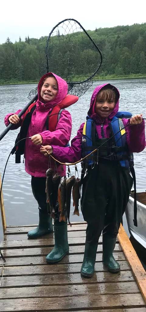 Introducing the next generation to trout fishing at Pourvoirie Club Rossignol, Laurentides, Quebec