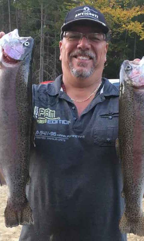 Fishing Rainbow trout at Pourvoirie Coin Lavigne, Lanaudière, Quebec
