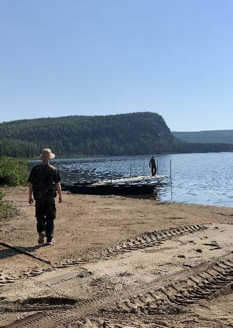 Boat fishing on the lake at Pourvoirie de la Truite Rouge, Côte-Nord, Quebec
