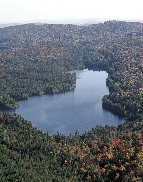 Natural landscape around Lac Rocheux at Pourvoirie Domaine Bazinet, Lanaudière, Quebec