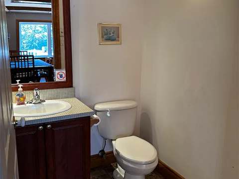 View of the functional bathroom at Le Grizzly cabin.