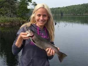 Trout catches at the main lodge at Pourvoirie Domaine du Renard Bleu, Lanaudière, Quebec
