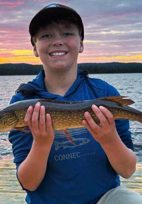 Fishing Northern pike at Pourvoirie du Lac à l'Ours Blanc, Mauricie, Quebec