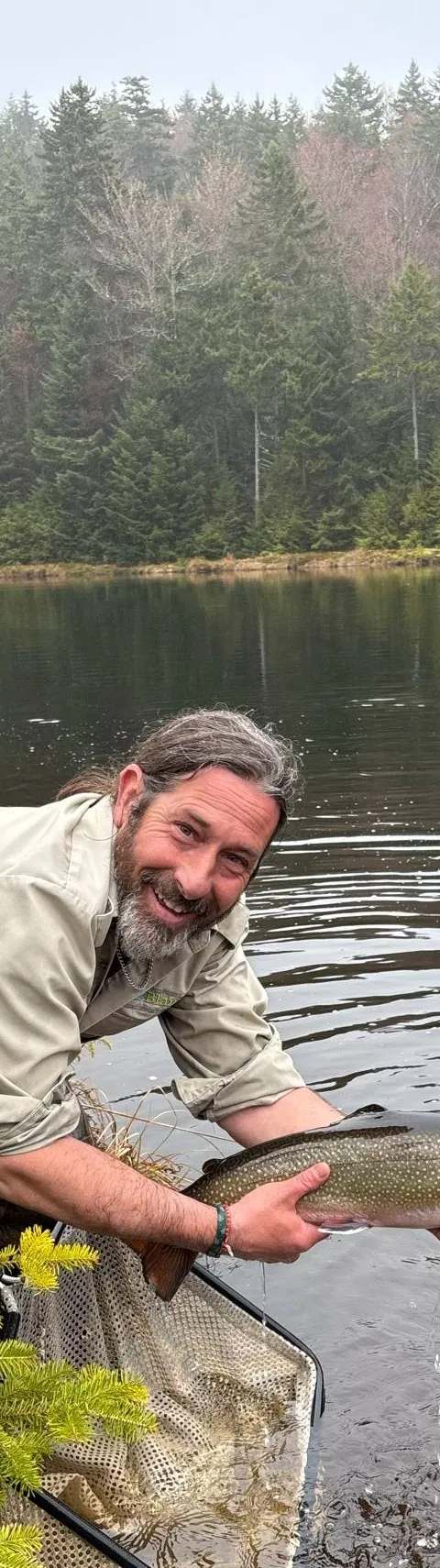 Rainbow trout fishing at Pourvoirie du Lac Blanc, Mauricie, Quebec
