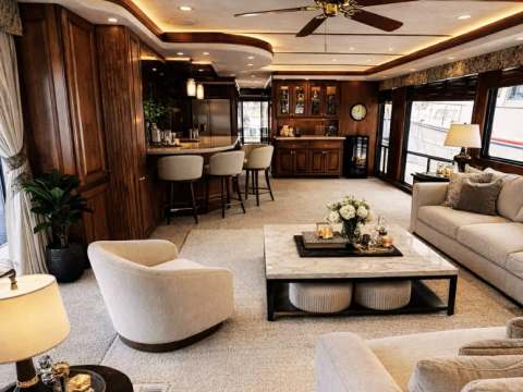 The accommodation's spacious and modern living room provides a comfortable relaxation area.