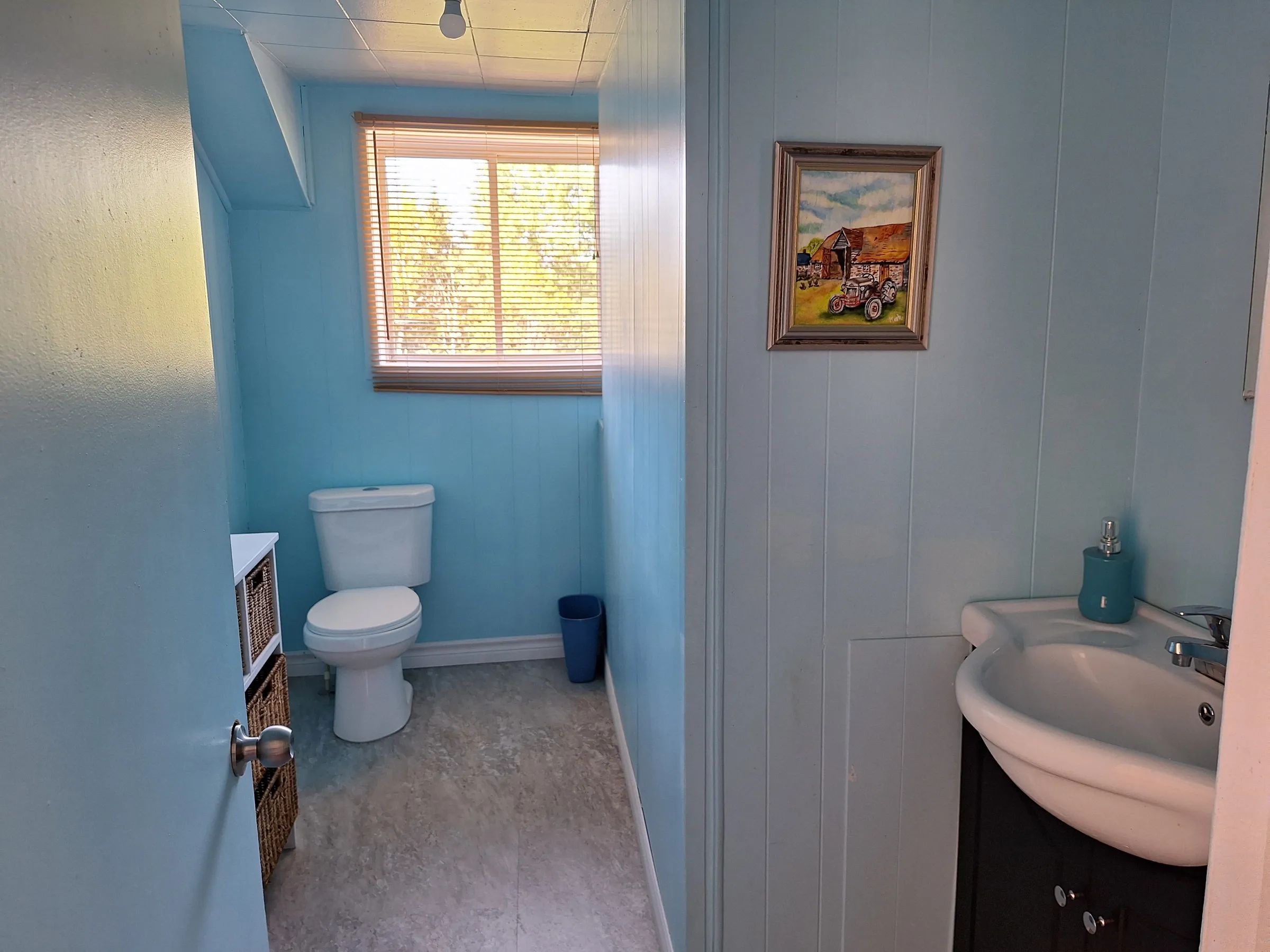 The main cottage bathroom includes a functional toilet and sink.