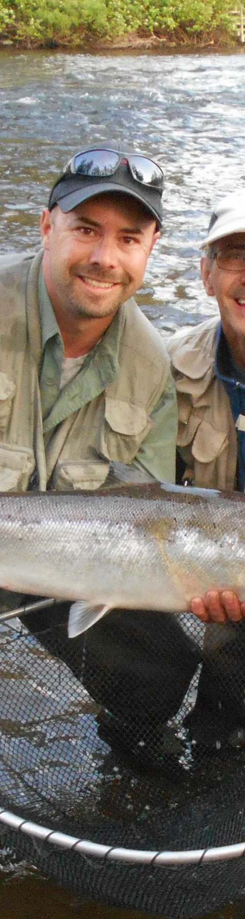 Fly fishing for Atlantic salmon at Pourvoirie Fournier Plein Air, Gaspésie et Îles-de-la-Madeleine, Quebec