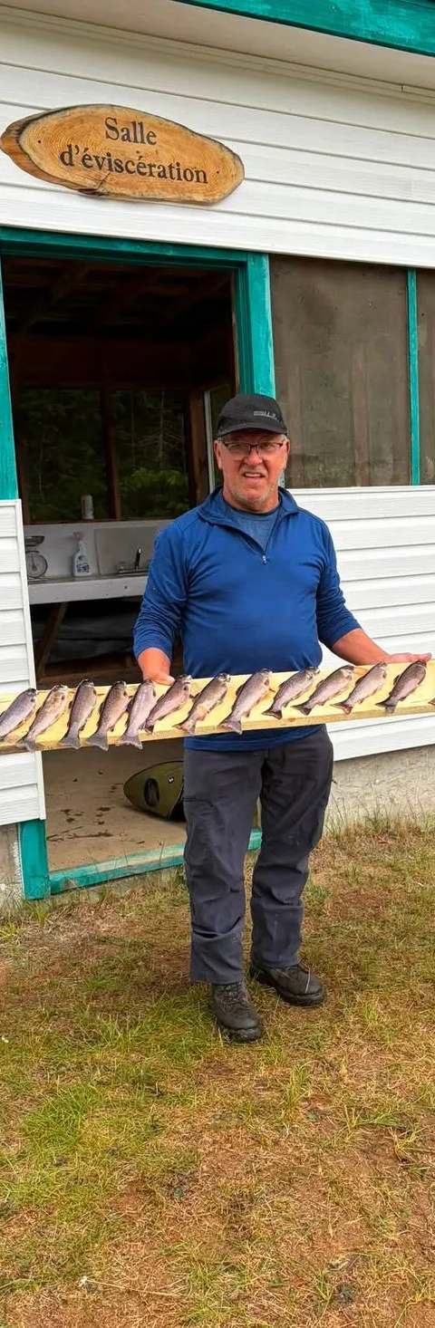 Freshly caught brook trout at the outfitter at Pourvoirie Raoul Lavoie, Charlevoix, Quebec