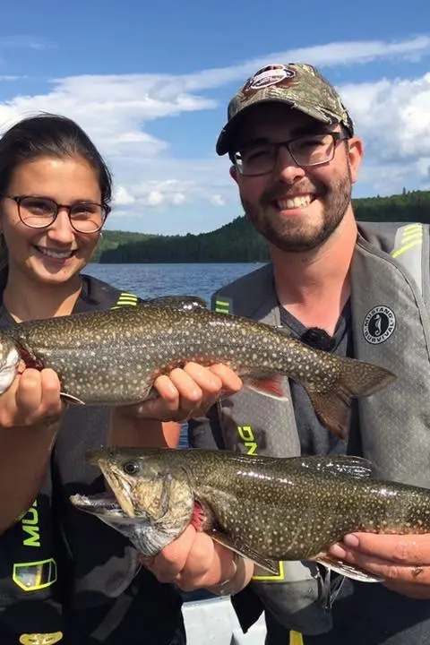 Fishing Brook trout at Pourvoirie Waban-Aki, Mauricie, Quebec