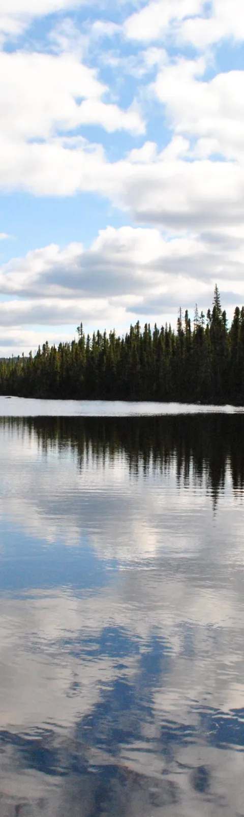 Lakeside landscape of the Wapishish domain at Aventure Wapishish, Saguenay–Lac-Saint-Jean, Quebec