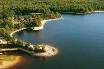 Aerial view of Rabaska Lodge and the Baskatong Reservoir at Rabaska Lodge, Laurentides, Quebec