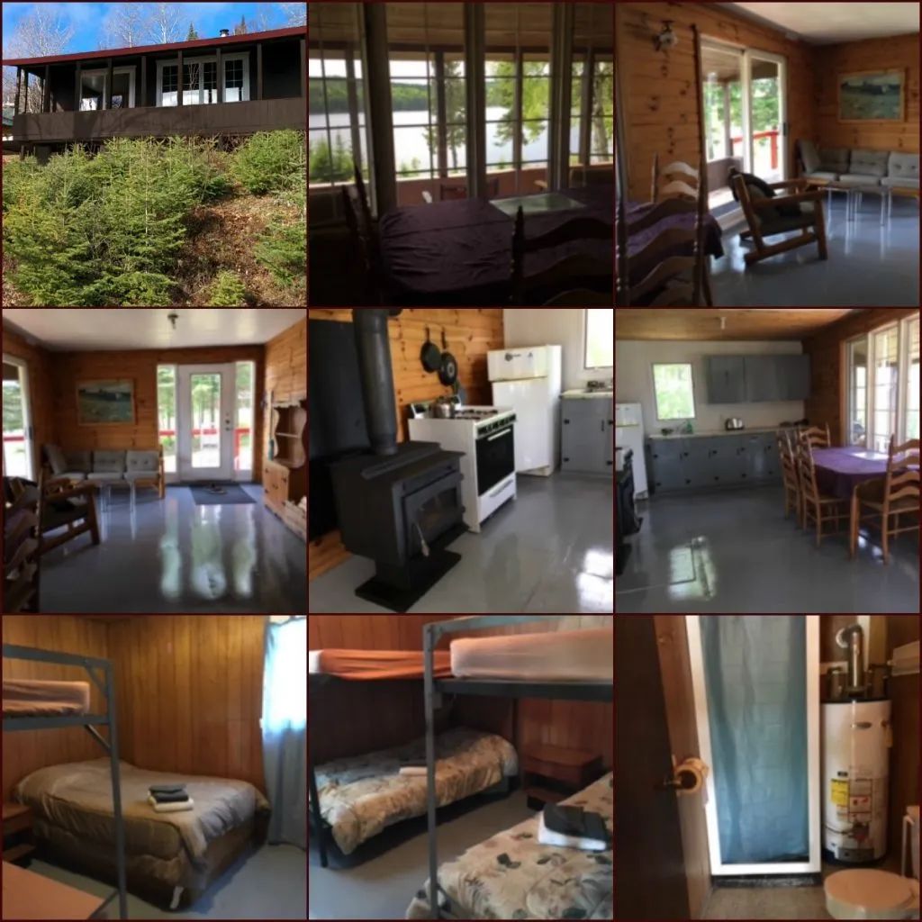 This overview shows the interior and exterior layout of the Le Canot cottage.