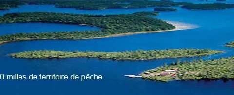 Vue aérienne du camp situé sur les rives du lac.