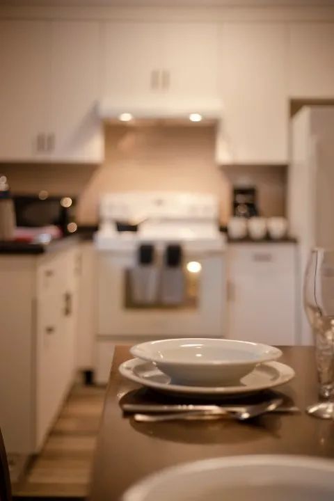 The family suite includes a fully equipped kitchen for preparing your meals.