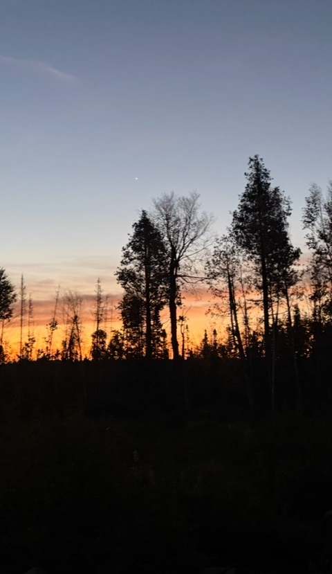 Sunset over the lake at Camps Lac-aux-Sables, Abitibi-Témiscamingue, Quebec