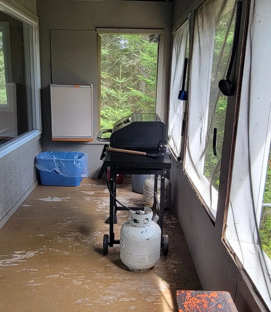 Une véranda grillagée équipée d'un barbecue au propane pour cuisiner vos repas.