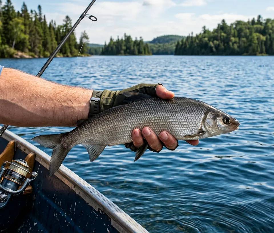 Un grand corégone argenté capturé dans un lac des Laurentides.