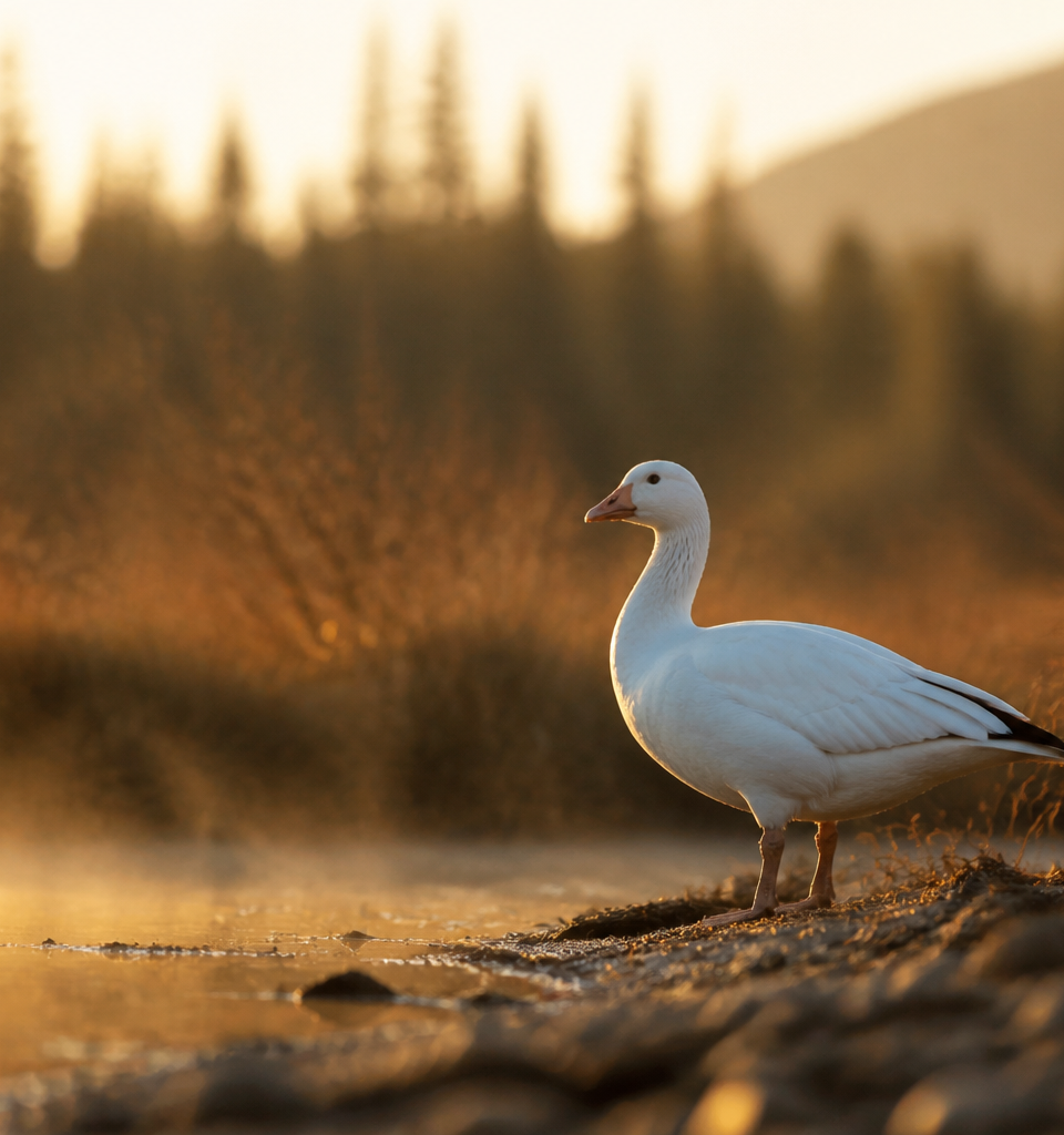 Snow goose in the wild in Quebec