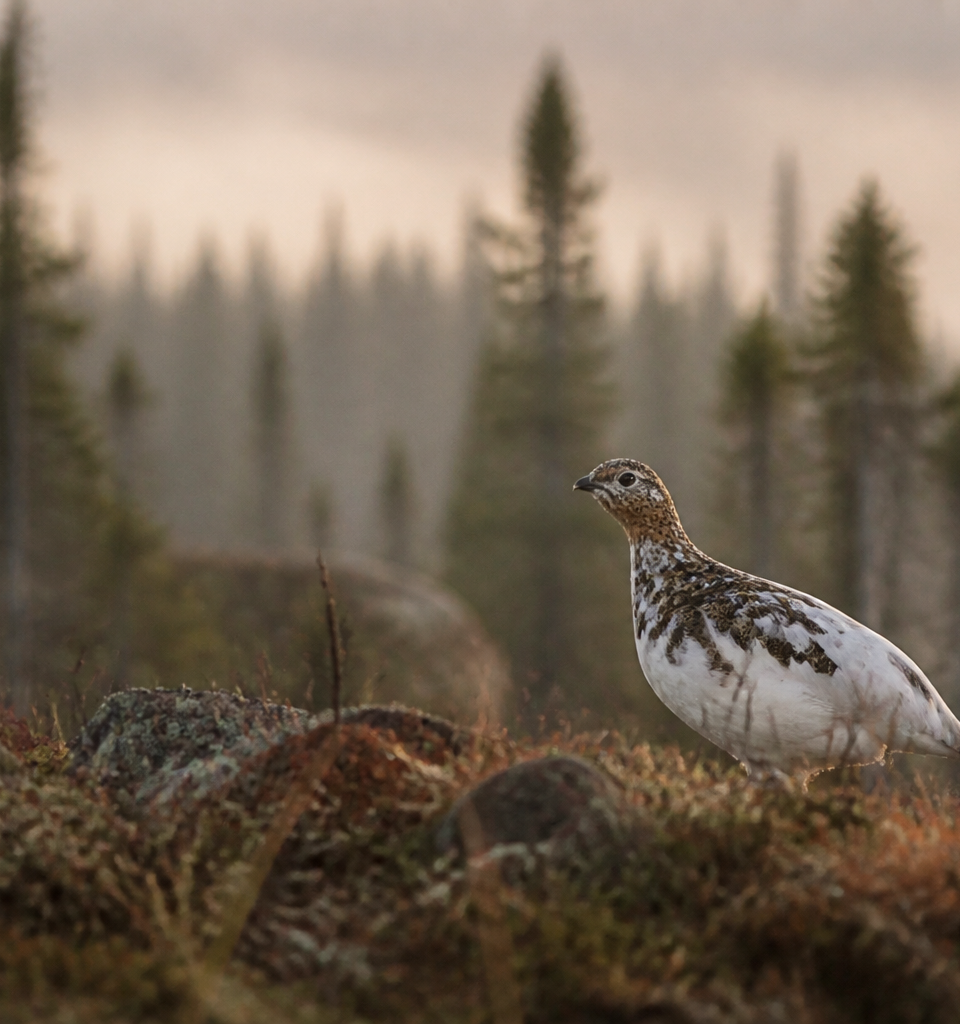 Willow ptarmigan in the wild in Quebec